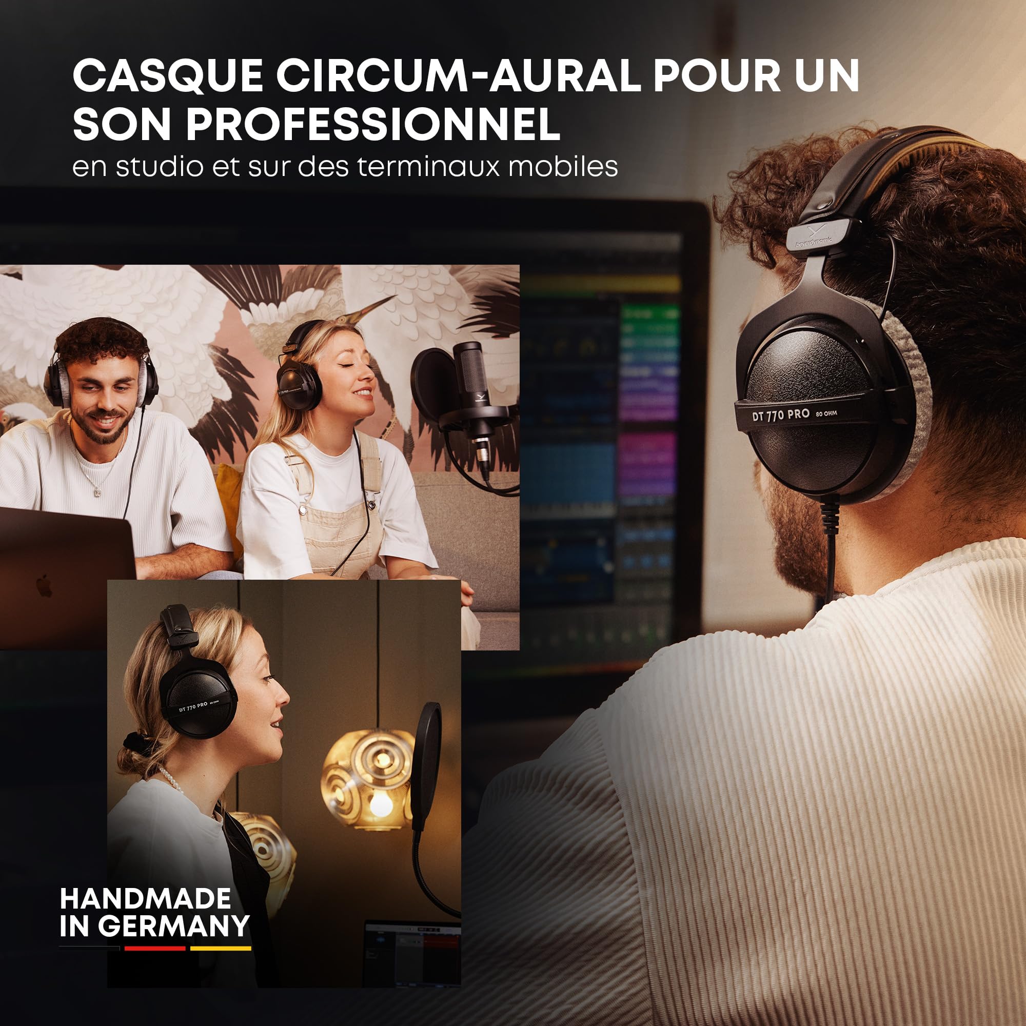 beyerdynamic DT 770 Pro 80 Ohm Casque Audio de Studio Circum-aural. Conception fermée, Filaire, pour l'enregistrement et Le Monitoring Professionnels. Fabriqué à la Main en Allemagne.