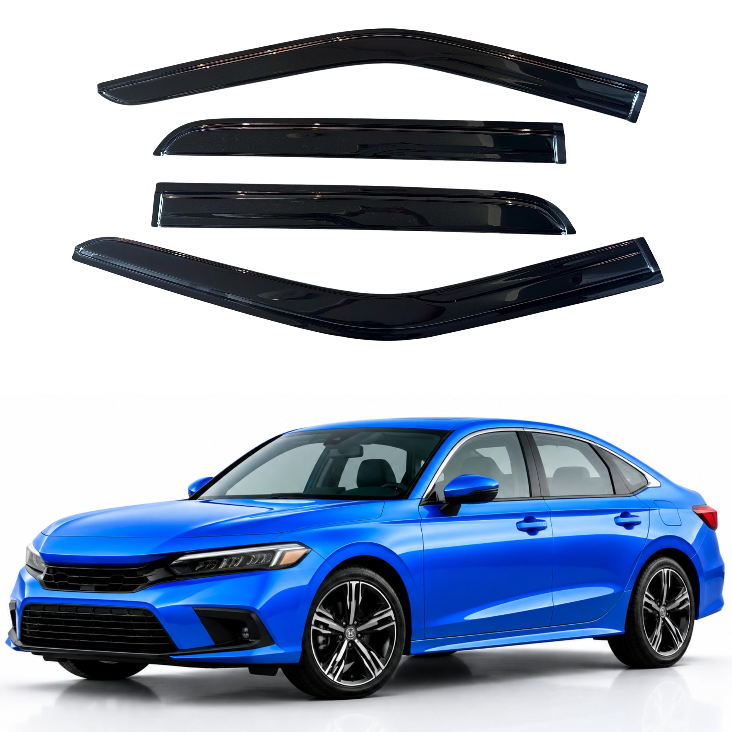IG Window Visors Fit for 2022-2026 Honda Civic, Out-Channel Rain Guards Vent Wind Deflectors 4PC, Car Accessories for 22-26 Civic