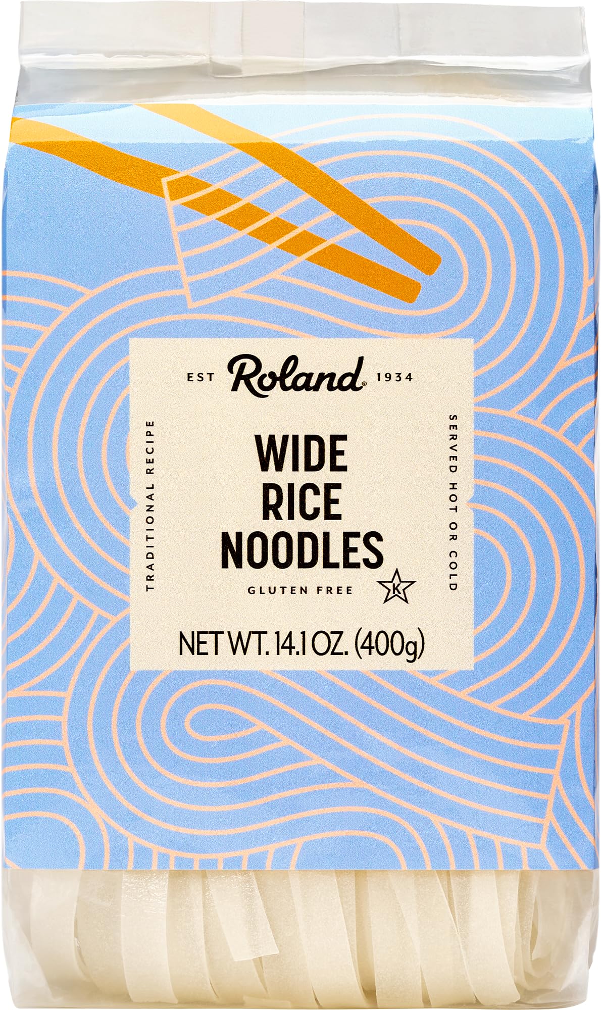 Roland Foods Wide Rice Noodles, 14.1 Ounce Bag, Pack of 1
