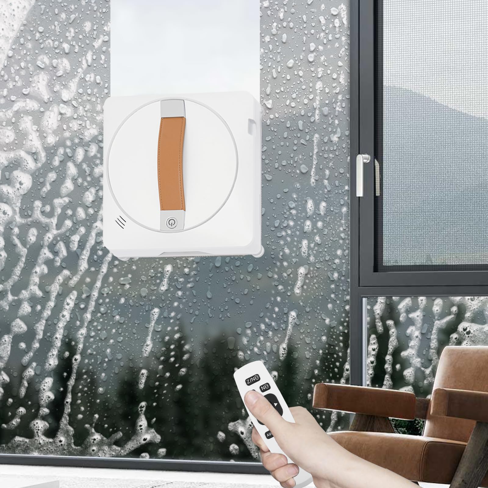 Robot nettoyeur de vitres avec double pulvérisation, nettoyeur de vitres automatique avec planification intelligente du chemin, détection des bords et 4 chiffons de nettoyage