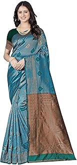Sugathari Women's Banarasi Saree Pure Kanjivaram Silk Soft new ladies 2024 Design Wear Pattu Sarees Latest Cotton Party Sari collections With Blouse Piece for Wedding sadi (P-196)