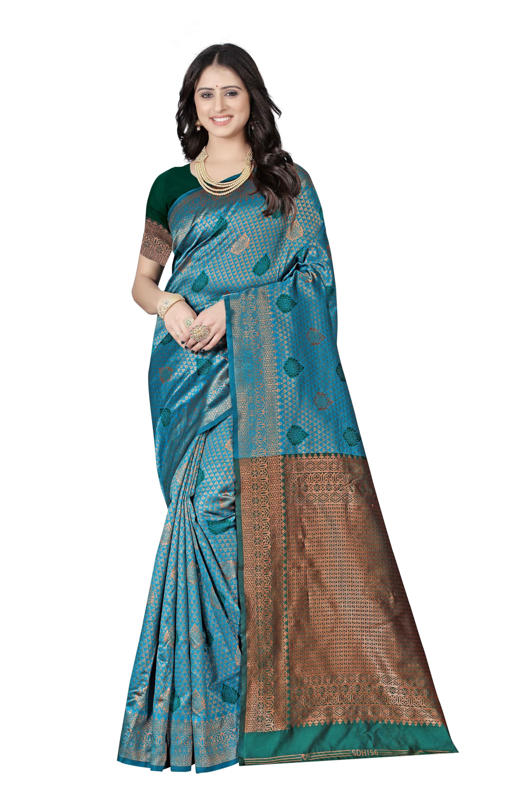 Sugathari Women's Banarasi Saree Pure Kanjivaram Silk Soft new ladies 2024 Design Wear Pattu Sarees Latest Cotton Party Sari collections With Blouse Piece for Wedding sadi (P-196)