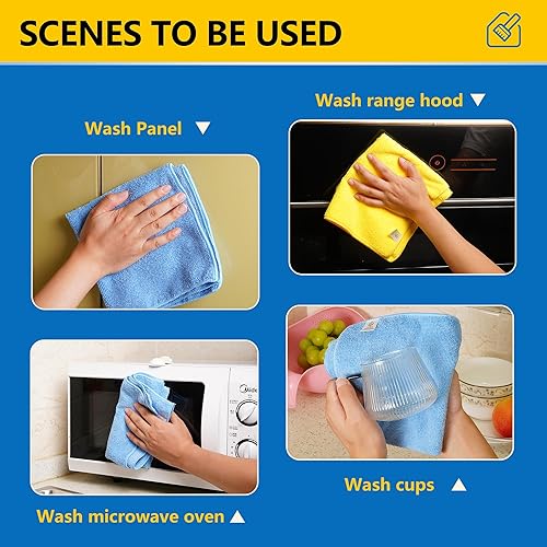 Miniatura 4 de JIASHU Paño de limpieza de microfibra, suministros de limpieza altamente absorbentes, paños sin pelusa para múltiples usos, potentes trapos de