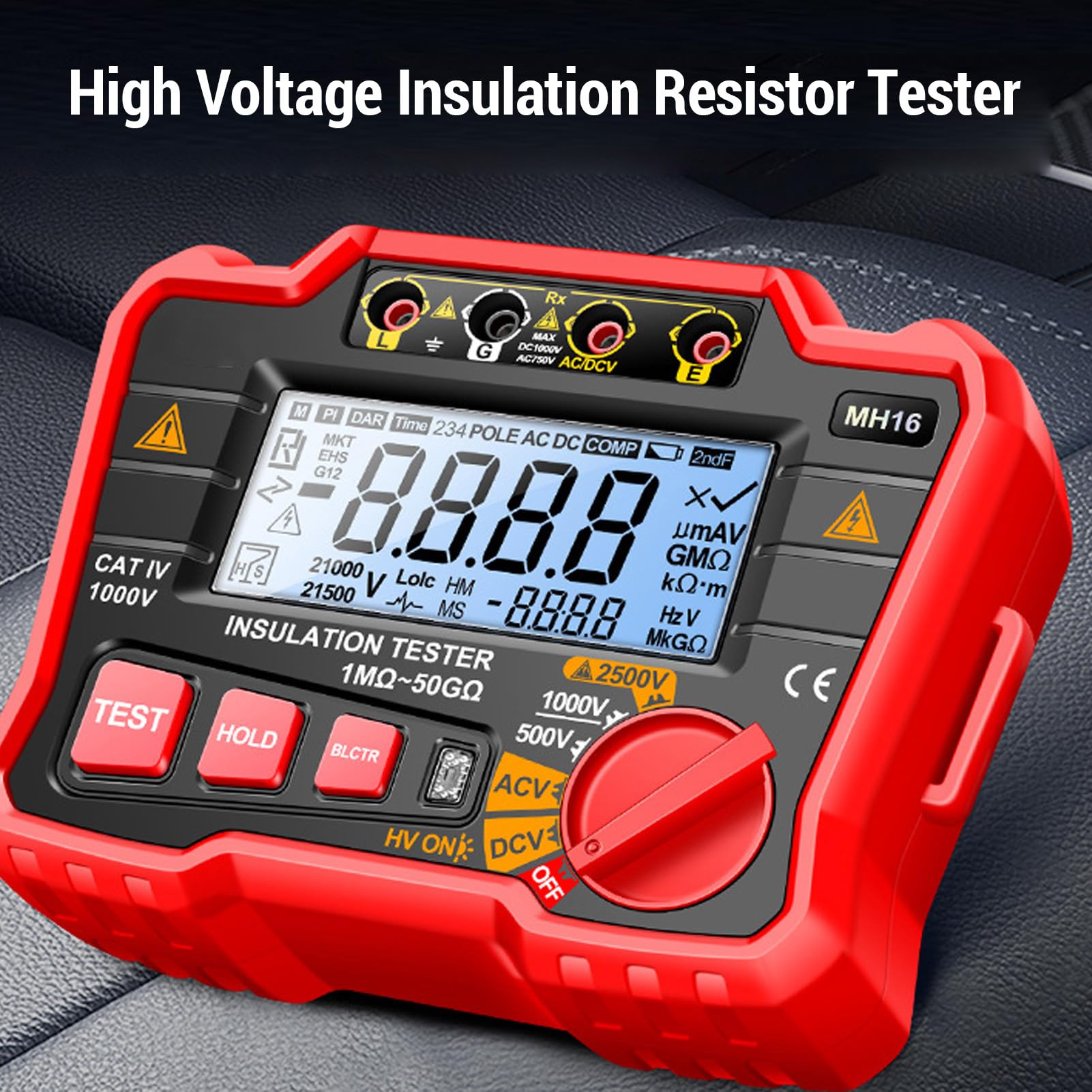 Tester Digitale per Resistore di Isolamento con Copertura Protettiva in Silicone per Test Elettrici