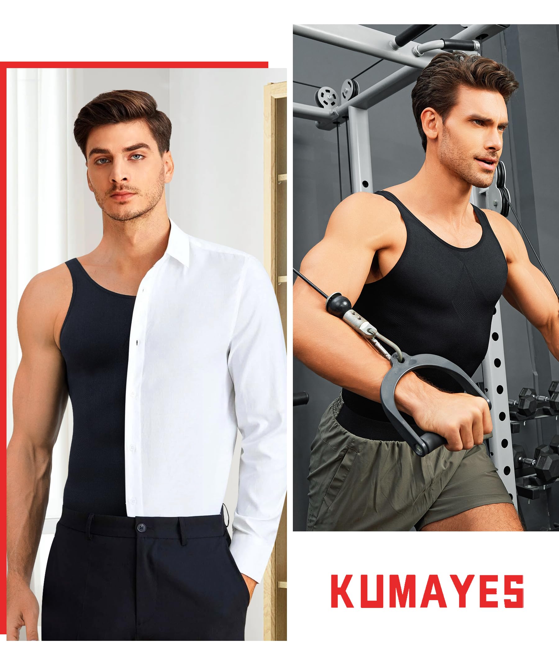 KUMAYES Kompressionsshirt Herren Unterhemden Shapewear Bauchweg Unterhemd Ärmellos Body Shaper Herren Männer Korsett Tank Top