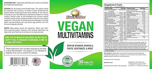 Miniatura 3 de Rise-N-Shine Multivitaminas veganas completas diarias multivitaminas y multiminerales para hombres y mujeres con más de 80 vitaminas, minerales,