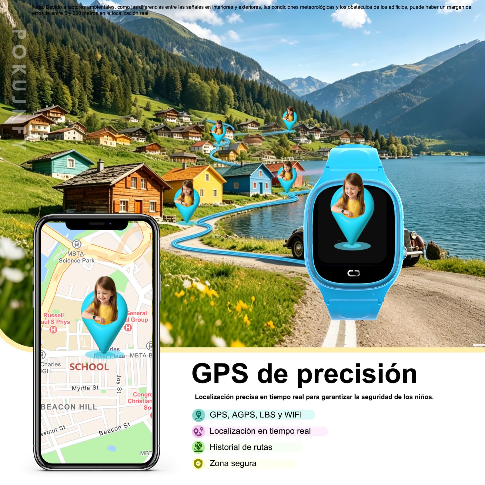Reloj Inteligente Niño GPS y Llamadas Teléfono Chat SOS Contactos | Despertador Juego IP68 Impermeable Modo Clase Digital Reloj Inteligente Niña Niños Niñas Cumpleaños Regalo