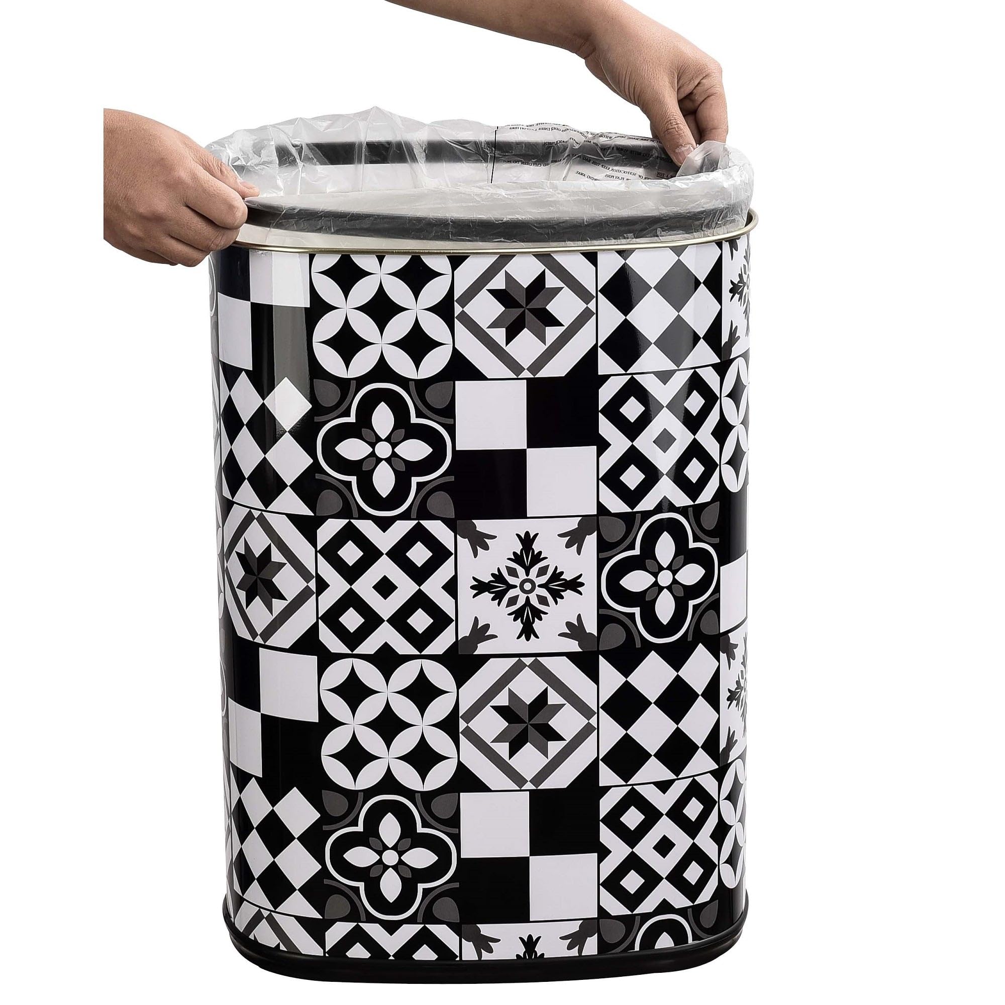 Kitchen Move Cubo de Basura de Cocina automático Majestic de 58 L, con azulejo de Cemento, de Acero Inoxidable con fleje