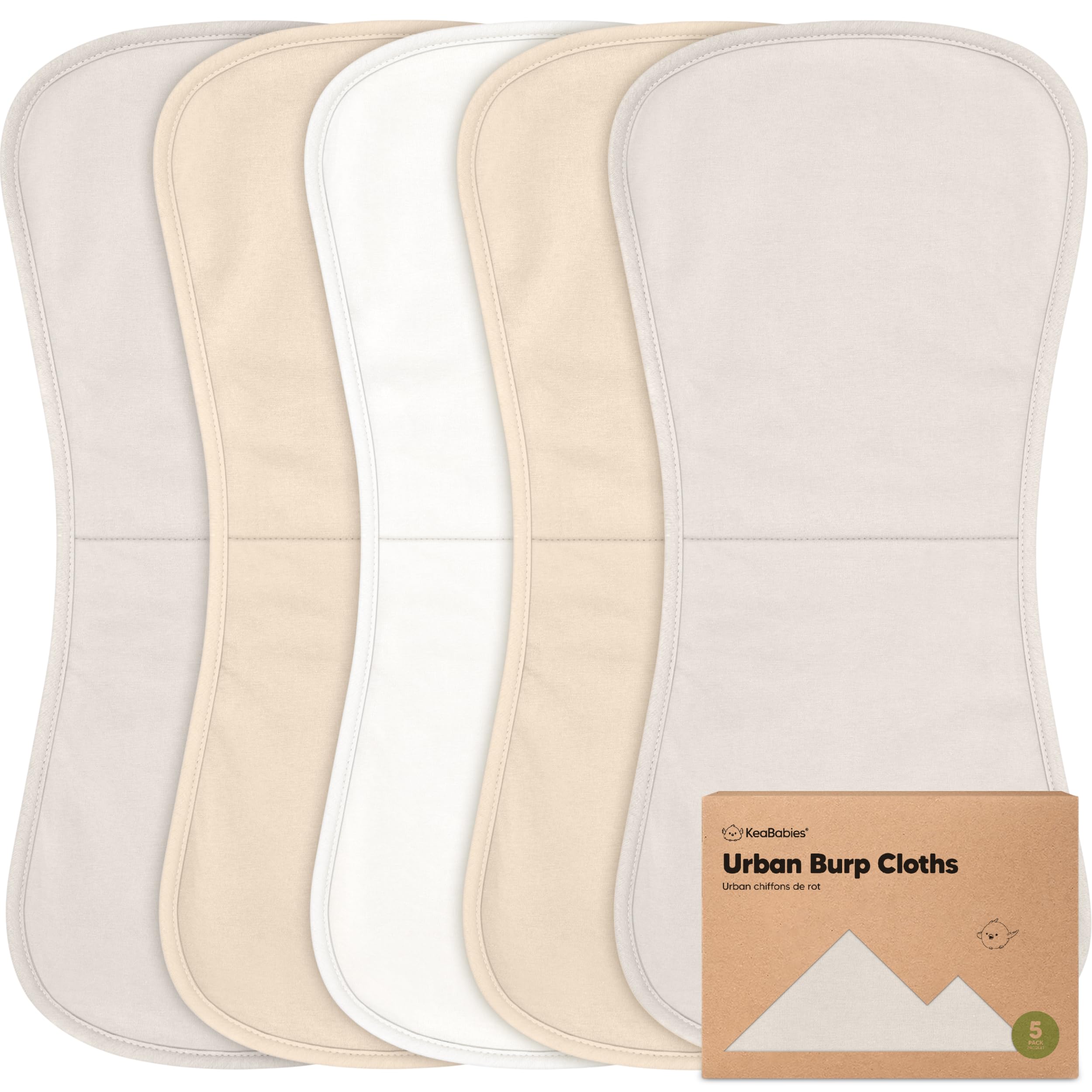 KeaBabies Organic Burp Cloths Baby Boys & Girls - Pack of 5 Super Absorbent Cotton Burp Cloths for Babies, Soft & Plush Newborn Muslin Cloths for Milk Spit, 53 cm x 25 cm (Pure)-image-19