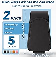 Vista 3 de ROSON Soporte de lentes de sol para visera de automóvil, soporte magnético de cuero para lentes y clip para tarjeta de boleto, accesorios