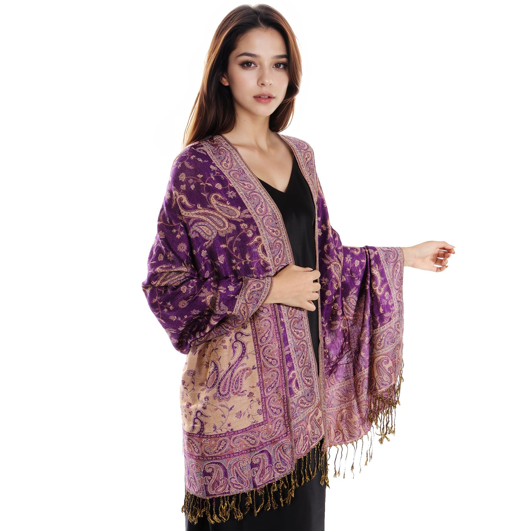 Kobiety Pashmina Szale i Chusty Szalik Miękki Jedwabisty Odwracalny Szaliki Paisley Szal dla Kobiet