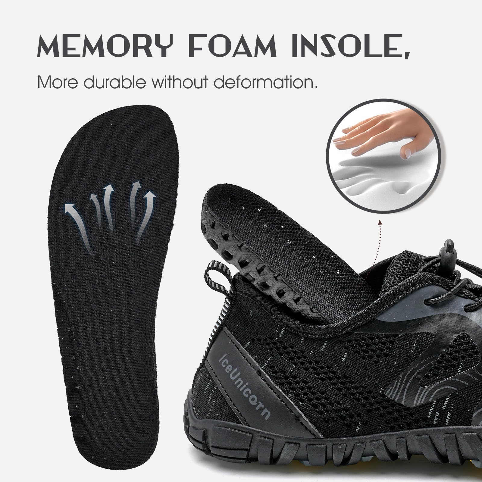 IceUnicorn Herren Damen Barfußschuhe Traillaufschuhe Fitnessschuhe Knit Minimalistische Breiter Zehenbox