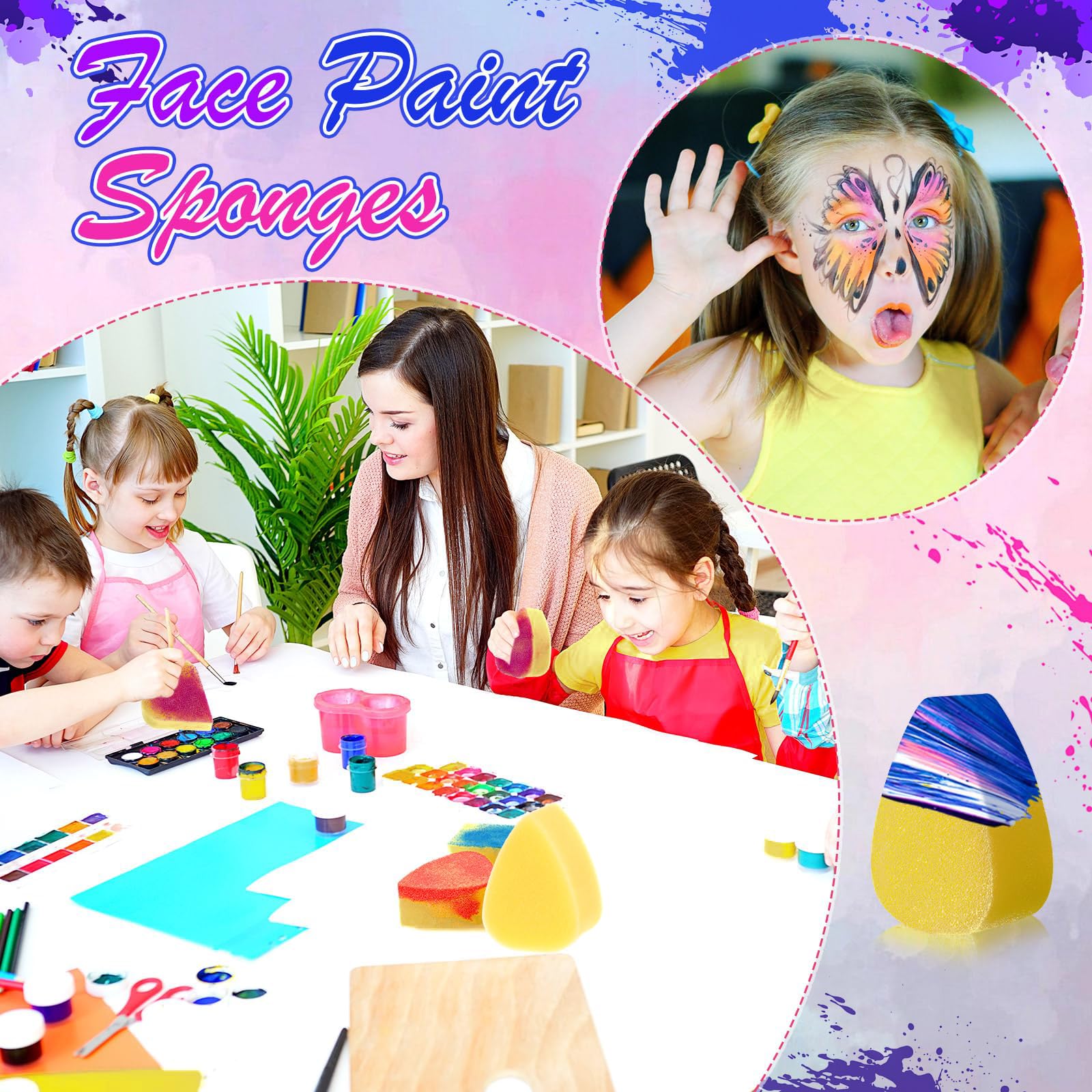 Spugne Per Pittura Viso 12 Pezzi - Forma A Goccia Per Arte E Trucco - Foto 10