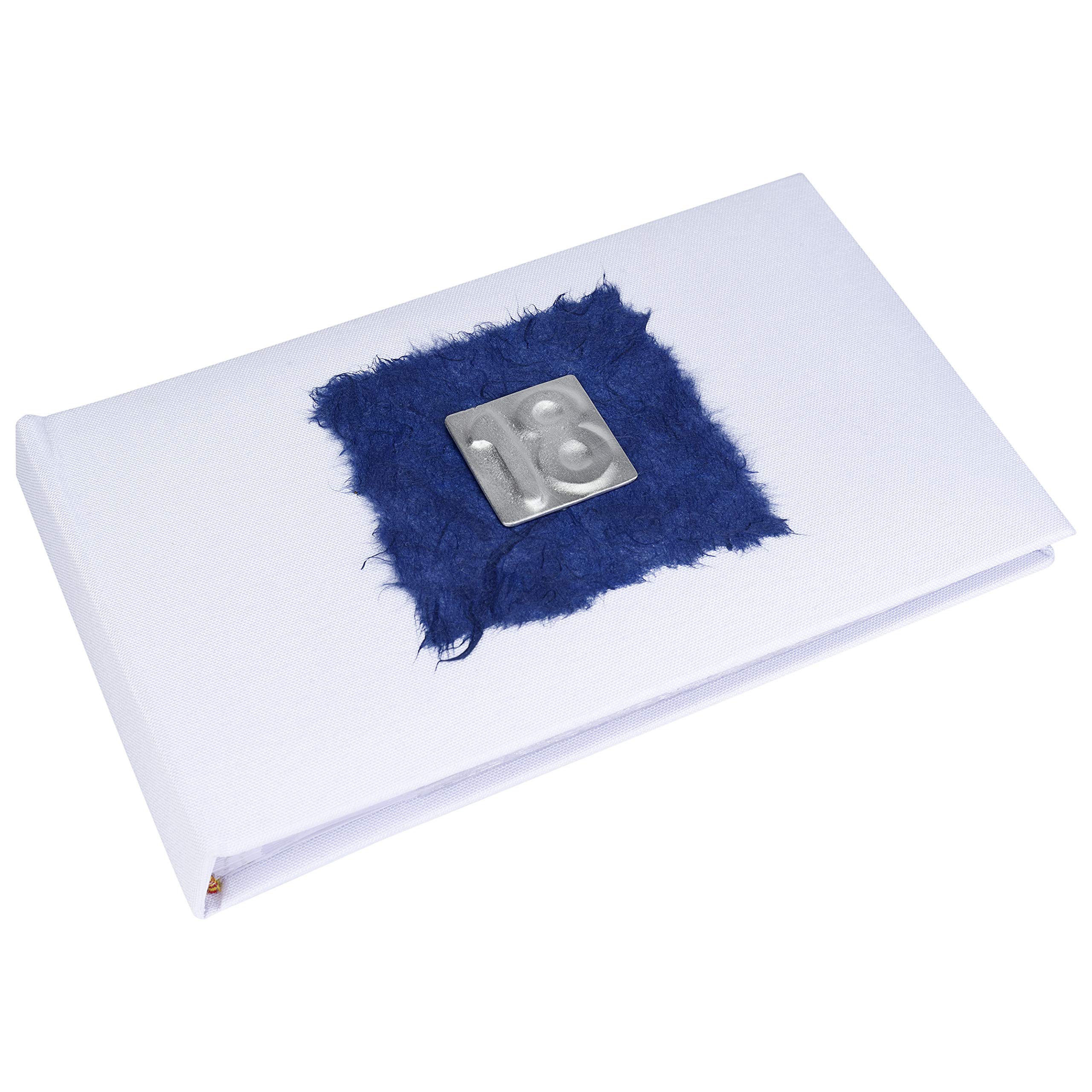 18th Birthday Photo Album for Boys (Hold Forty 6x4 Inch Photos) - White & Navy