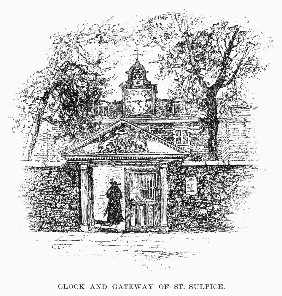 Montreal St Sulpice Nclock And Gateway Of St Sulpice Montreal Canada Line Engraving 1889 Poster Print by (24 x 36)