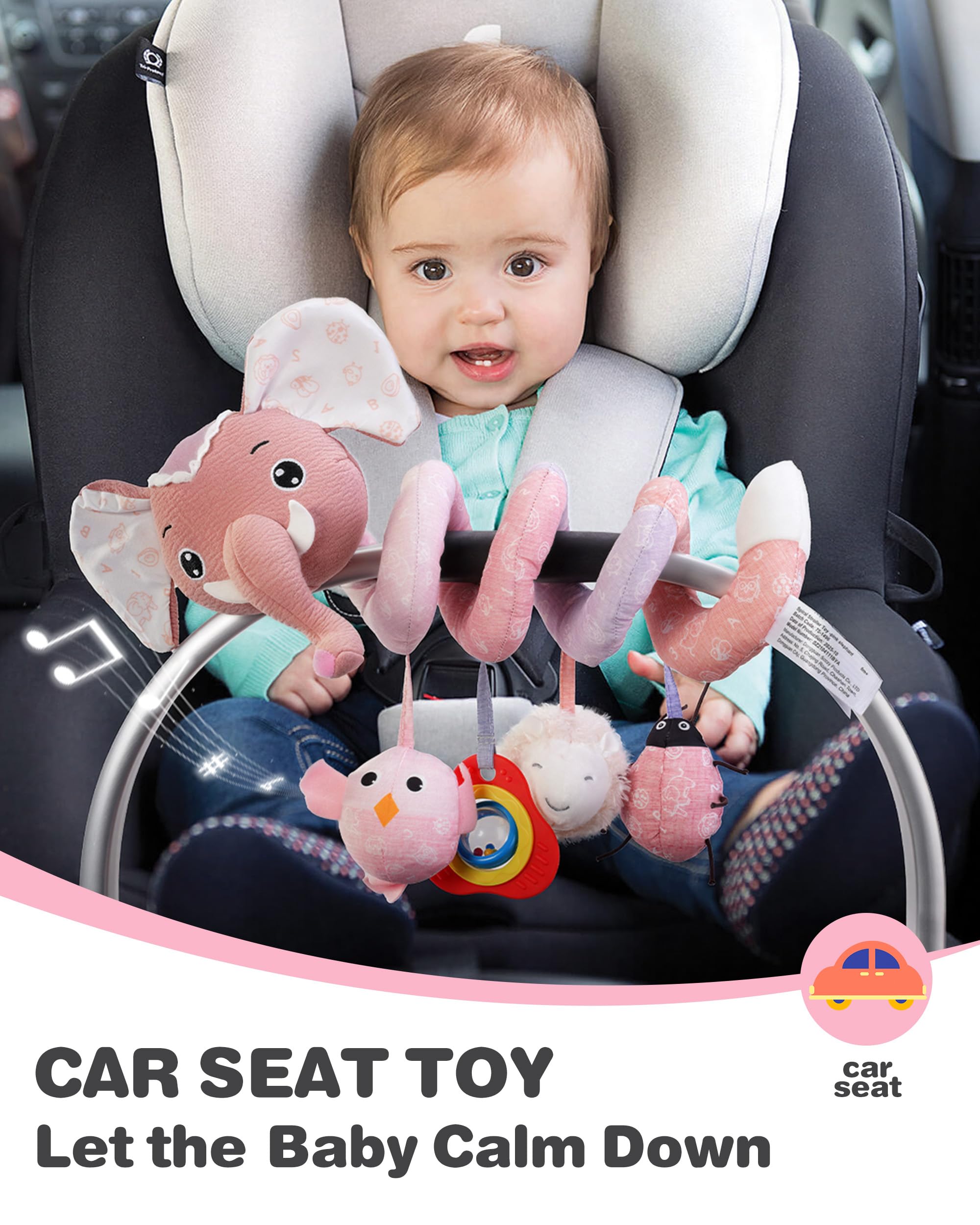 Jollybaby Baby Crib Stroller Car Seat Spira lHanging Toy - Sz Gray Elephant