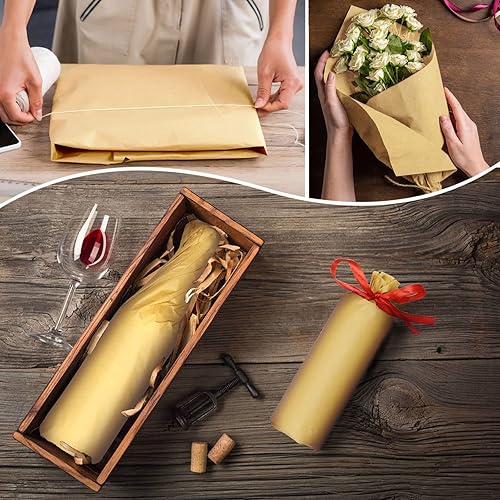 Miniatura 6 de Artdly - 100 hojas de papel de seda kraft - Papel de regalo marrón reciclable de 14 x 20 pulgadas, a granel para bodas, cumpleaños, proyectos de