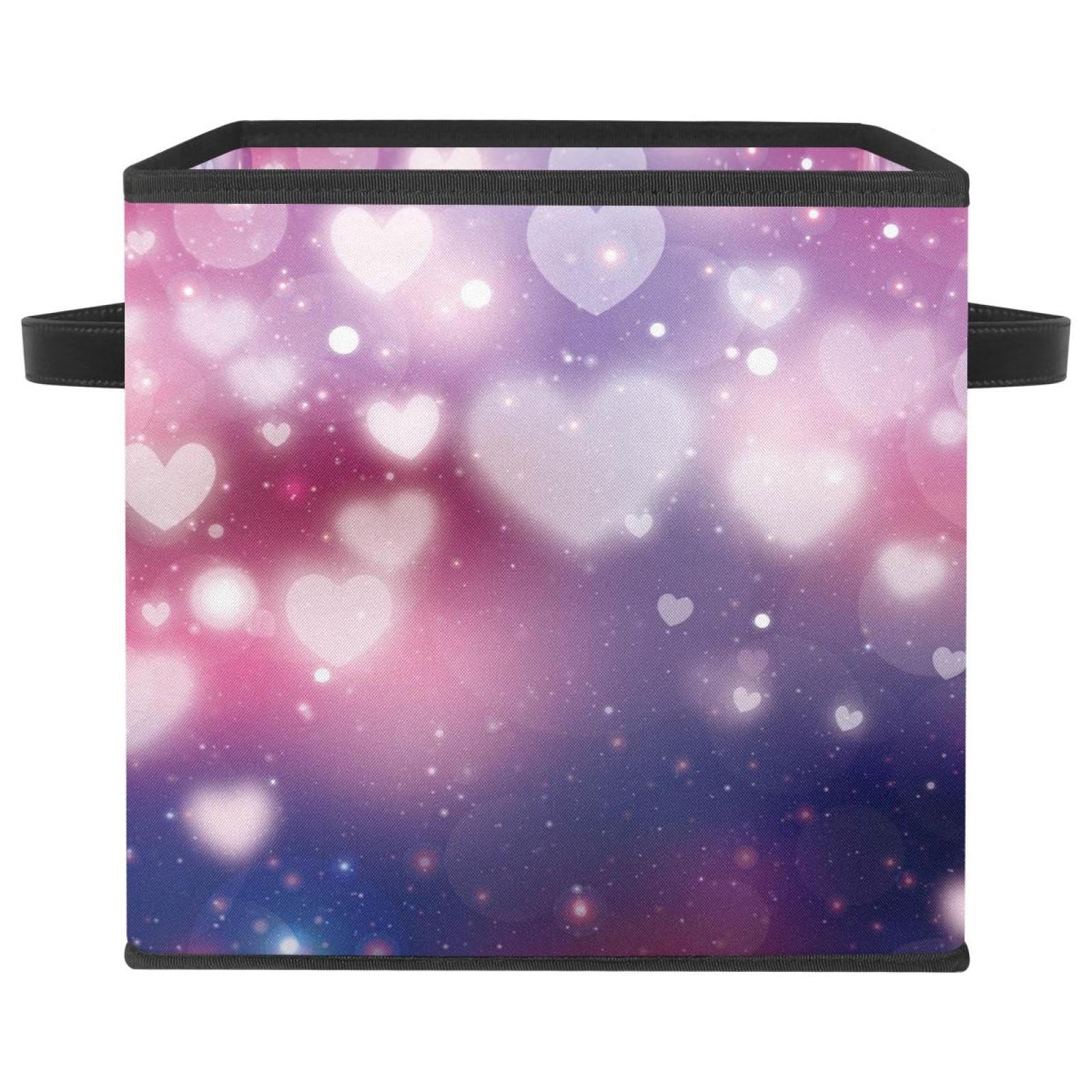 Boîte de rangement pliable en tissu de qualité supérieure avec motif cœur élégant