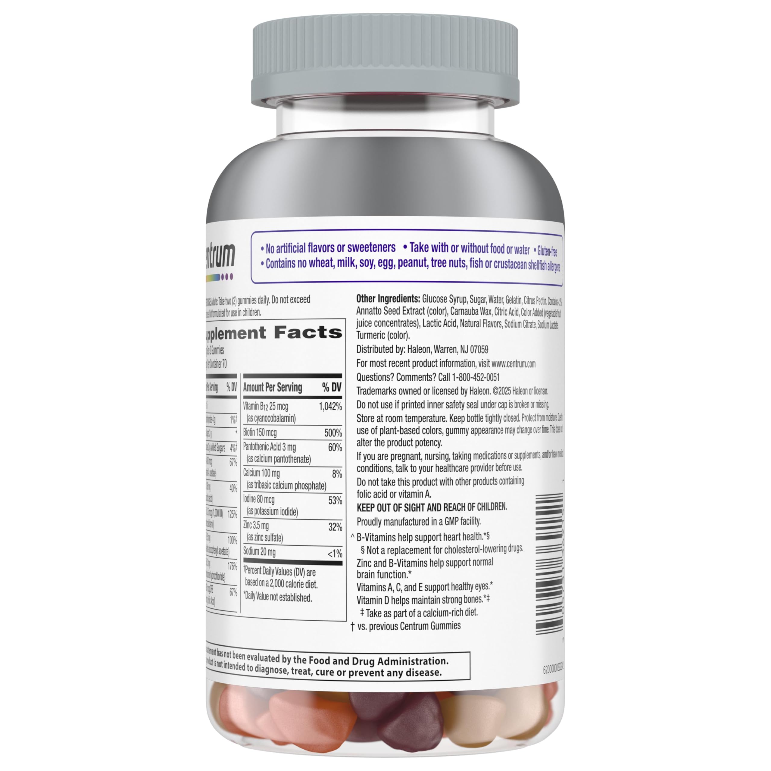 Centrum MultiGummies for Women 50 Plus, Multivitamin/Multimineral Supplement with Vitamins D3, E, B6, and B12, Assorted Fruit Flavor - 140 Count