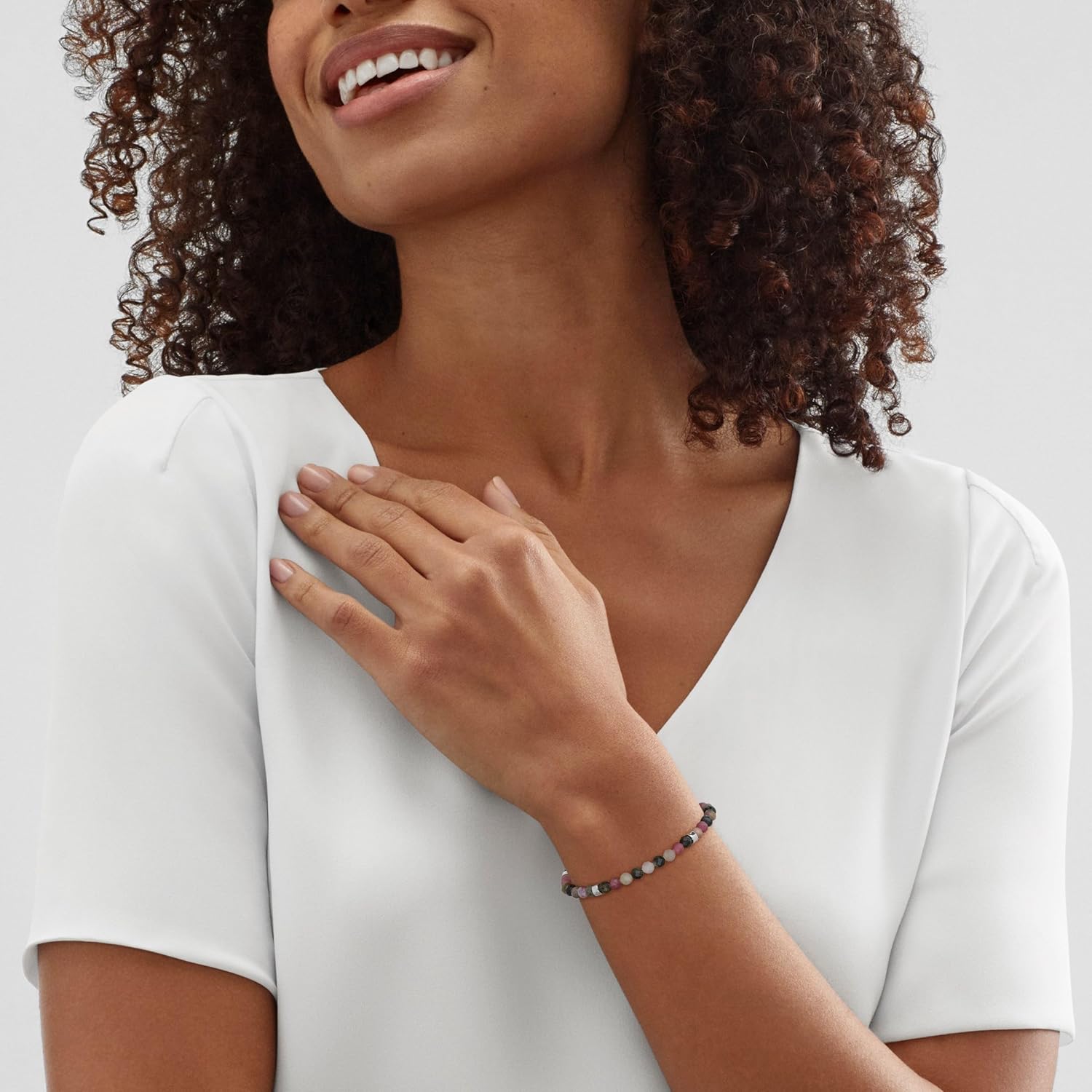 Silpada 'Berry Bright' Sterling Silver Tourmaline Stretch Bracelet, 7" (4mm)