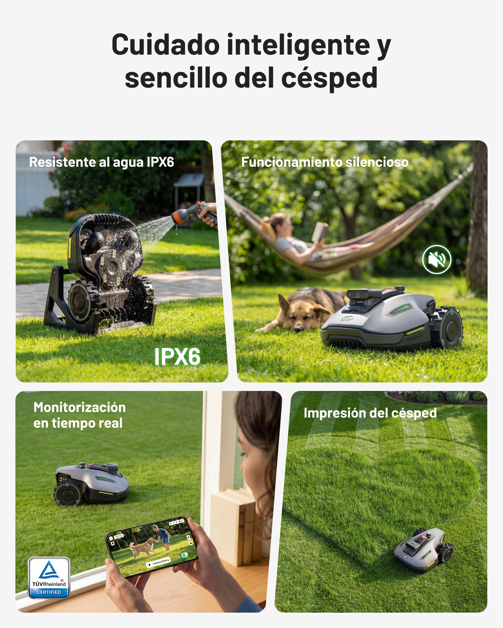 MAMMOTION YUKA Mini 2 500 Robot Cortacésped sin Cable Perimetral, Sin Señal Perdida, Sin RTK, Visión AI Tri-CAM, DropMow, Pendientes hasta un 45%, hasta 500㎡, Mapeo Automático Multi-Zona