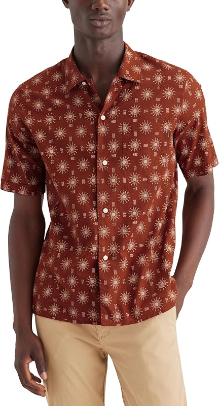 Camisa de cuello camp para hombre de manga corta (regular, grande y alta)