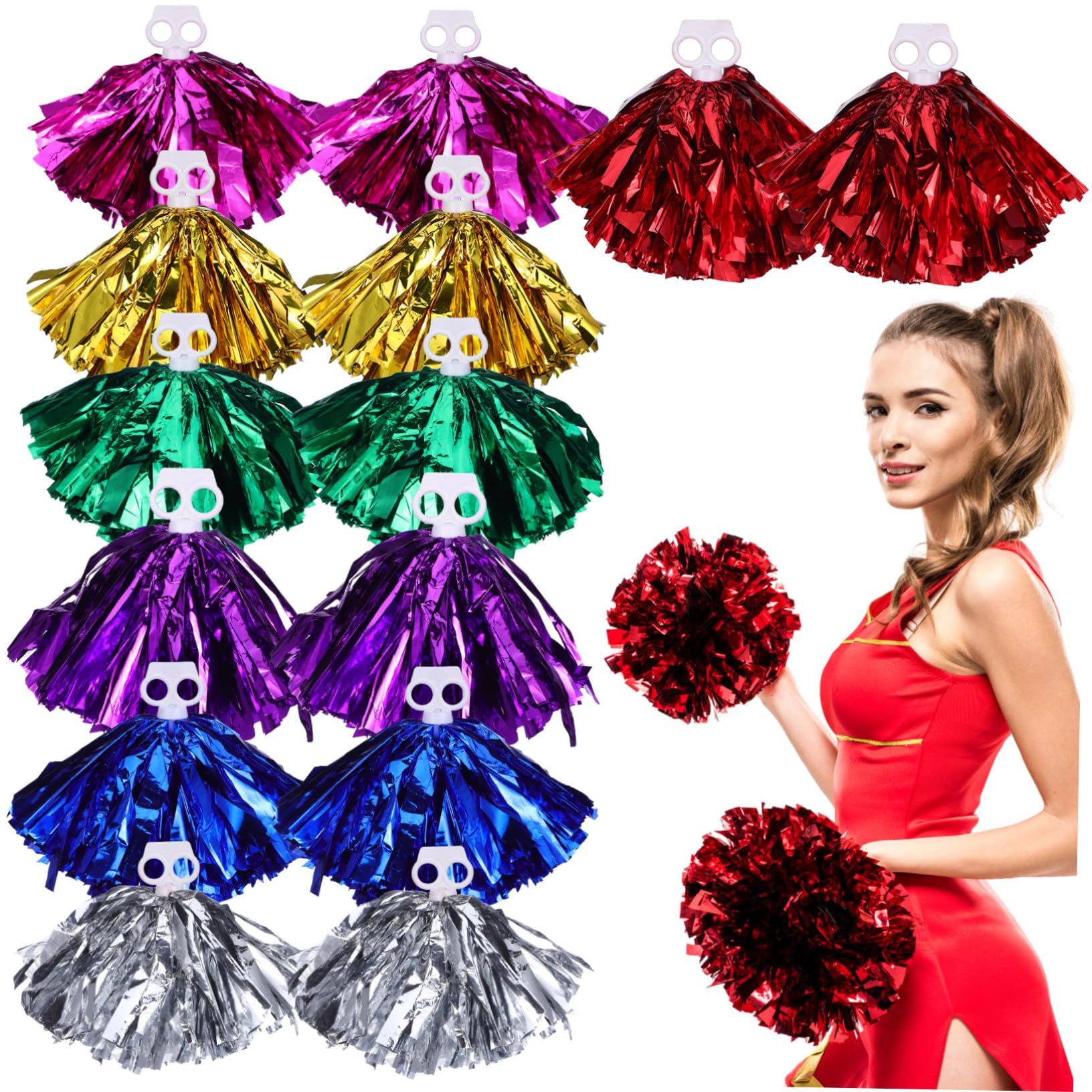 VANZACK 7paires Pompons De Pom-Pom Girl Pompons Plastique Accessoires pour Équipe De Pom-Pom Girl