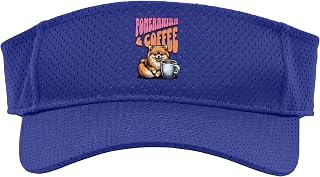 Cute Pomeranian Pomeranian Dog and Cup of Coffee in the Morning Sport Sun Visor