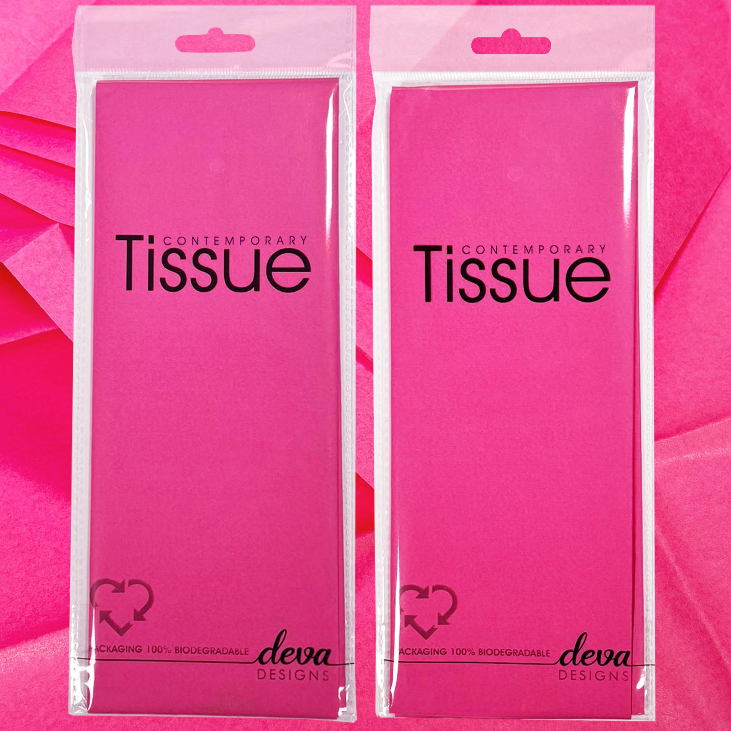 Deva Designs Fuchsia Pink Pink Tissue | 8 Sheets Of Tissue Paper | 2 Packs, Each With 4 Sheets Premium Quality Tissue | Biodegradable Packaging | Each Sheet 50X70cm, Ideal For Gift Wrapping And Crafting