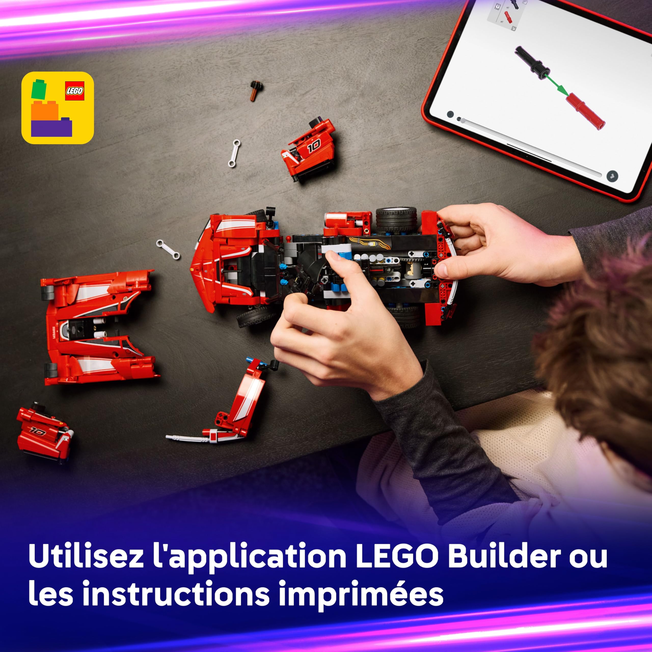 LEGO Technic Ferrari FXX K - Jouet Voiture de Course - Maquette de Construction avec Moteur V12, Différentiel & Pistons Mobiles - Décoration Automobile - Cadeau pour Garçon dès 10 Ans 42212