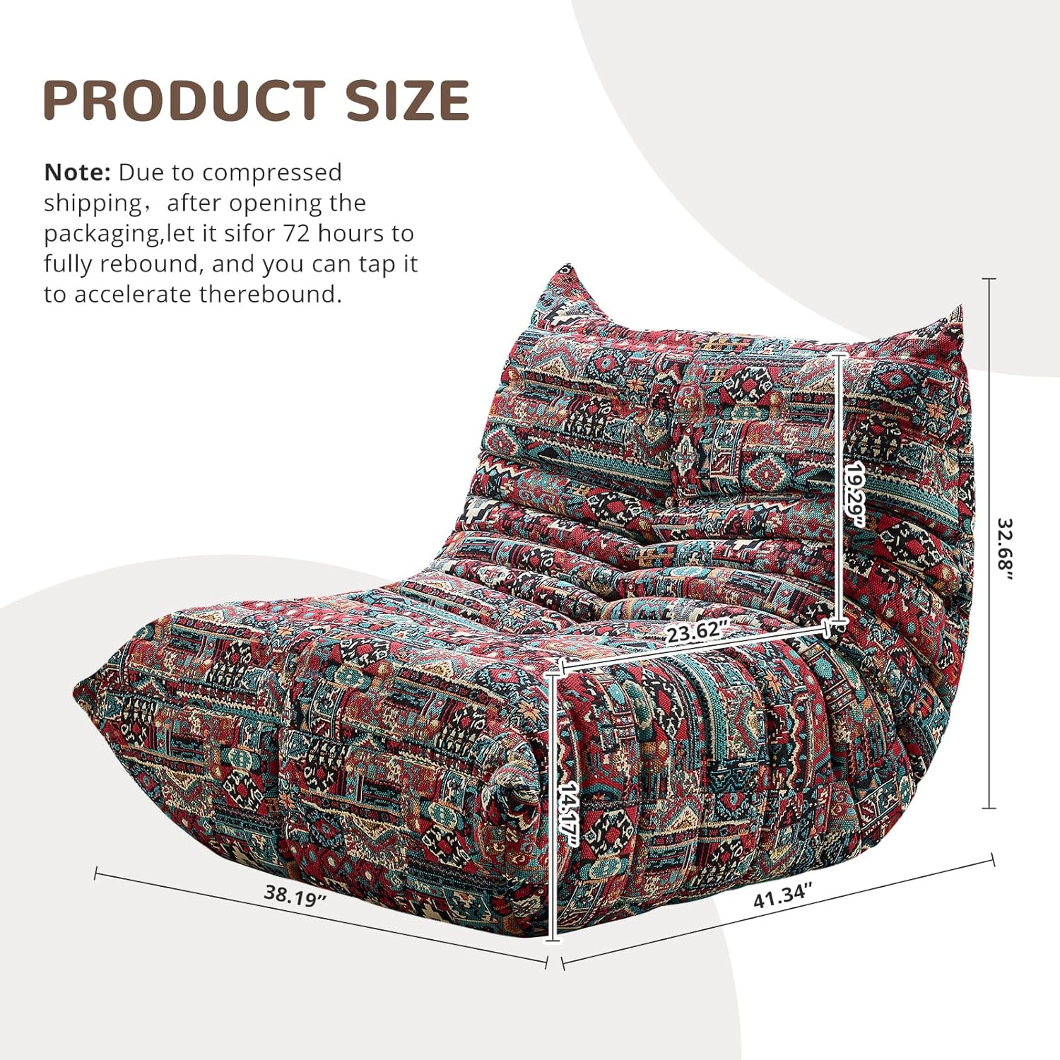 Bean Bag Chair - Corner Sofa, Fireside Chair Bean Bag Sofa Large Bean Bag Chair for Adults,Fireside Floor Couch for Living Room, Bedroom, Gaming & Office