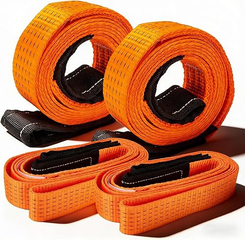 2 piezas de 2" x 1.5 m y 2 piezas de 2" x 3 m de correas de eslinga de elevación de nylon resistente, correa de aparejo plana súper resistente de