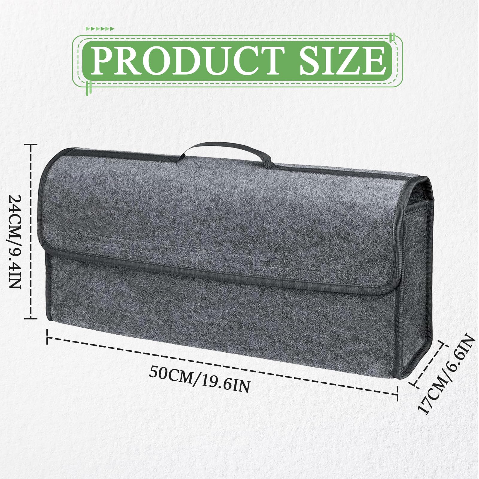 Sac De Rangement Pour Coffre De Voiture - En Feutre Antidérapant, Pliable - 50x15x24 Cm - Pour Outils Et Désencombrement