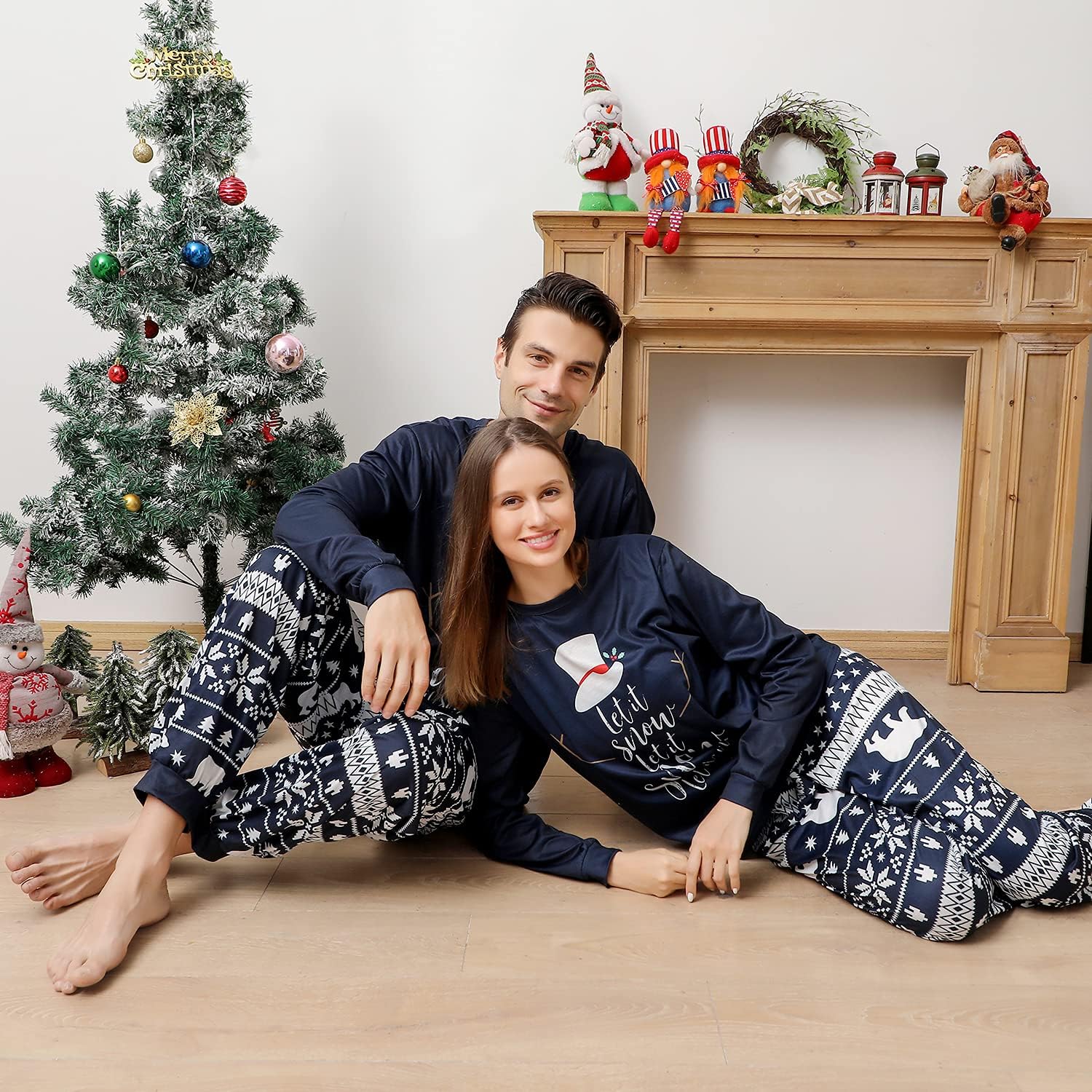 ANGELGGH Family Christmas PJs Matching Sets, Cute Holiday Pajamas Printed Top and Pants, Xmas Jammies for Couples/Men/Women - Image 6