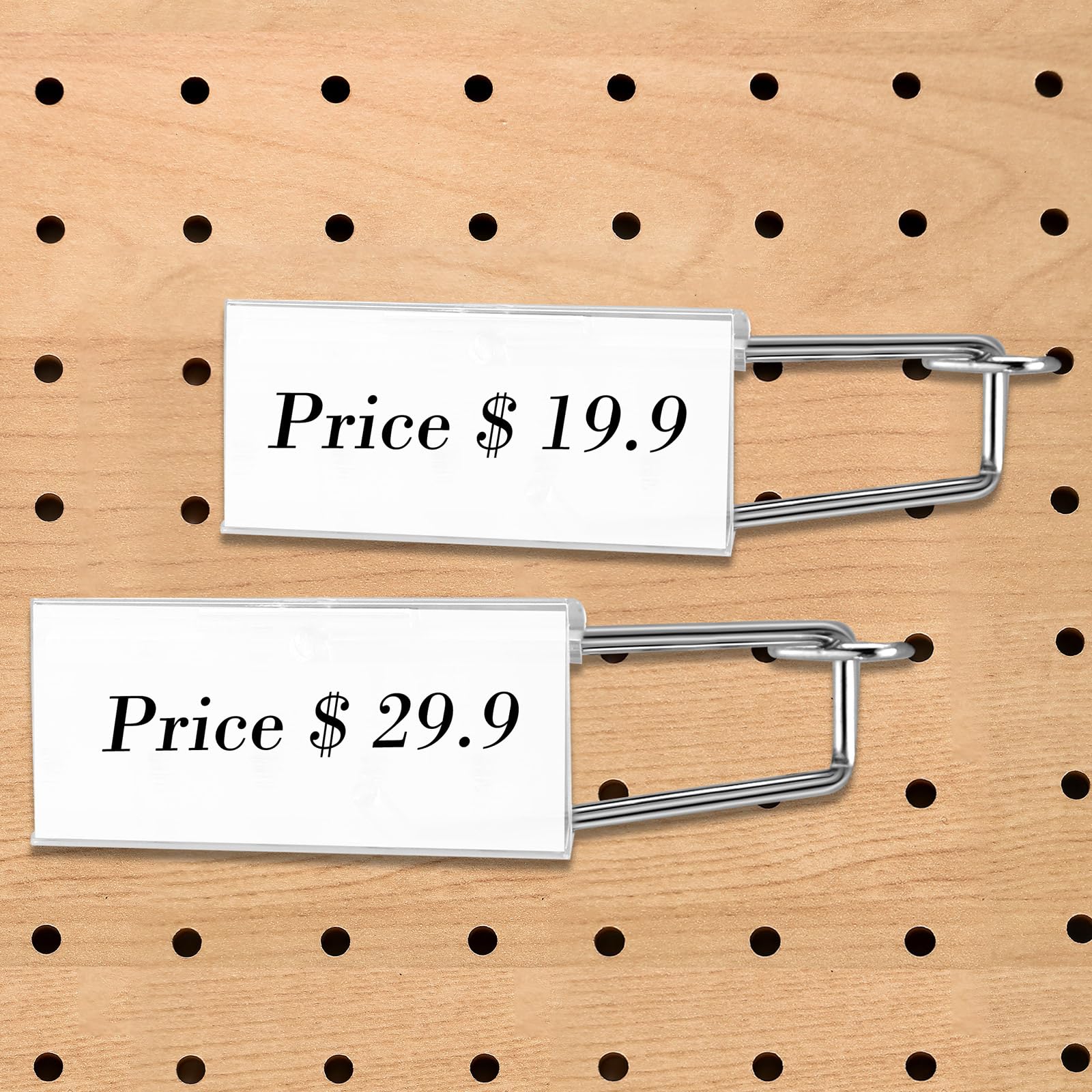 Thyle 100 Stück Metall-Scanhaken mit Etikettenhalter für 1/8 bis 1/4 Stecktafel, Stecktafel-Haken mit Preisschild, Stecktafel-Wandzubehör, Metallhaken für Zuhause, Garage, Einzelhandel, Displayzubehör