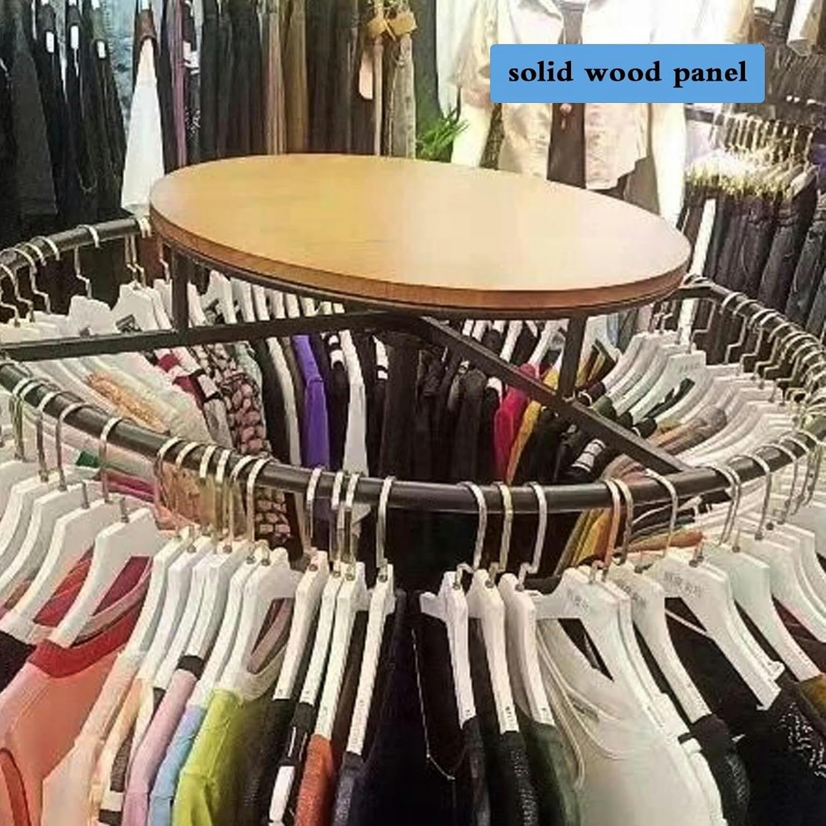 Wytrzymały okrągły obrotowy stojak na ubrania do butików, wolnostojący stojak ekspozycyjny na bieliznę, kostiumy i akcesoria modowe, stylowy i prezentacyjny.