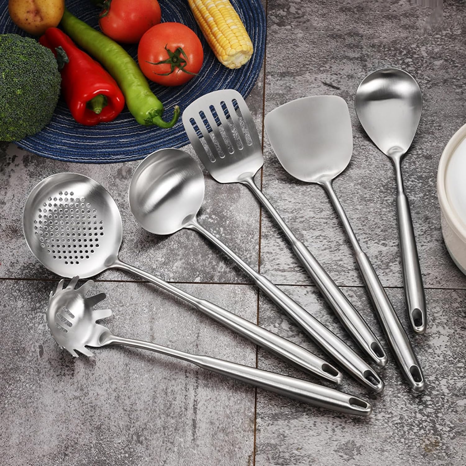 Set di 4 Spatole in Titanio Puro - Utensili da Cucina Antiaderenti, Resistenti E Durevoli, Ideali per Schiumare, Intingere E Girare, Accessori Essenziali per La Cucina. 7PCS M