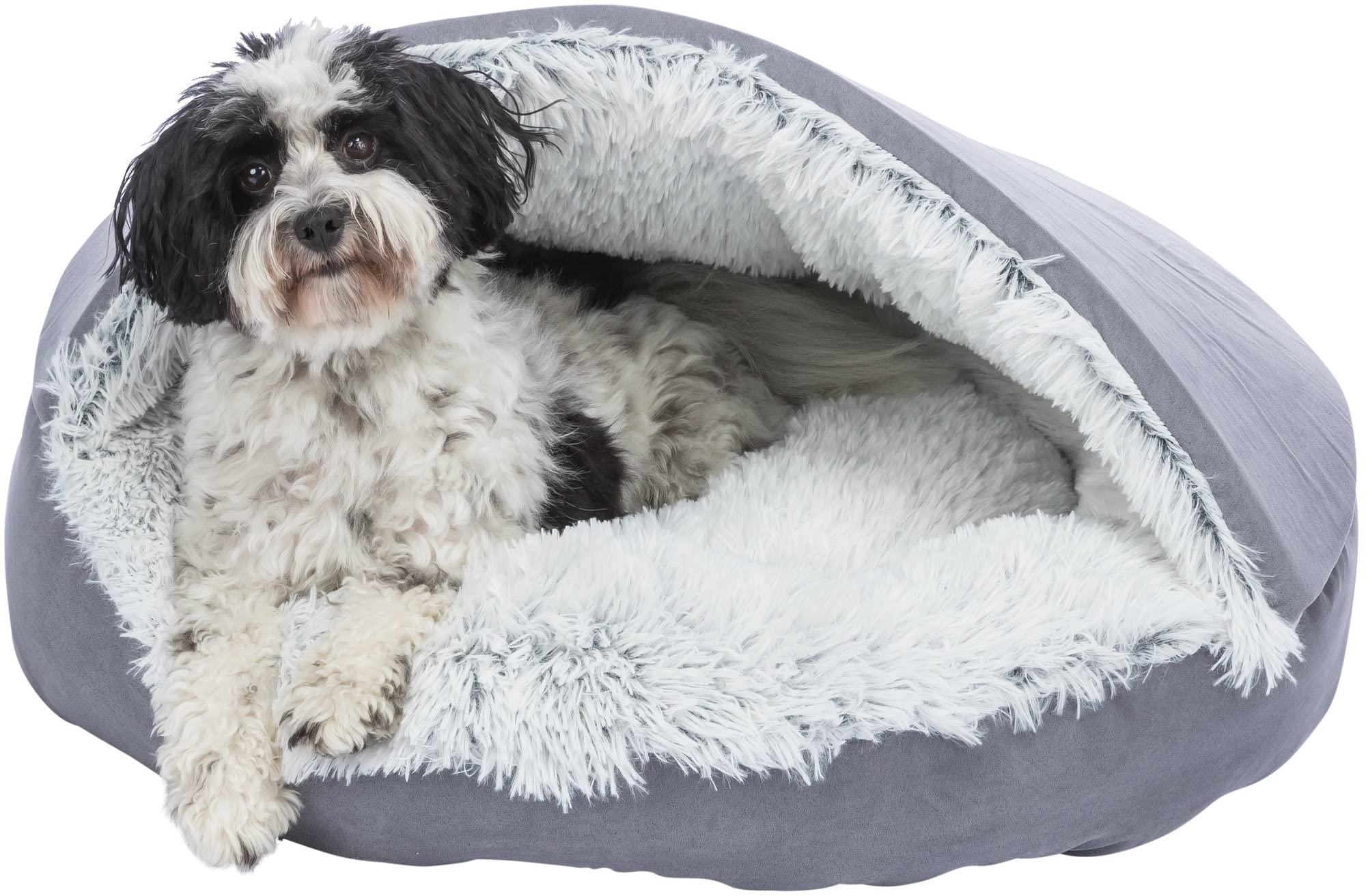 TRIXIE Letto particolarmente morbido e antiscivolo per cani Harvey, rotondo, Ø 70 cm, colore grigio/bianco e nero – 38037
