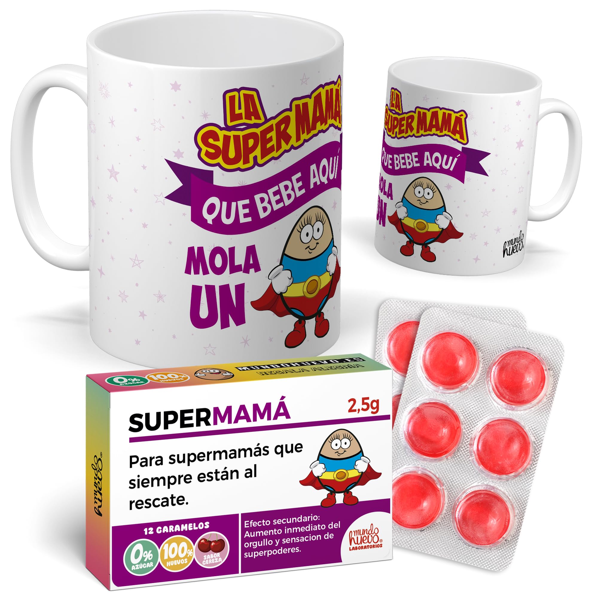 mundohuevo Taza Regalo Mamá | Taza de Cerámica + Caramelo de Mamá | Aunque a Veces ladres Eres el Mejor Padre | Detalle Original para Madres | Regalo Divertido — view 13