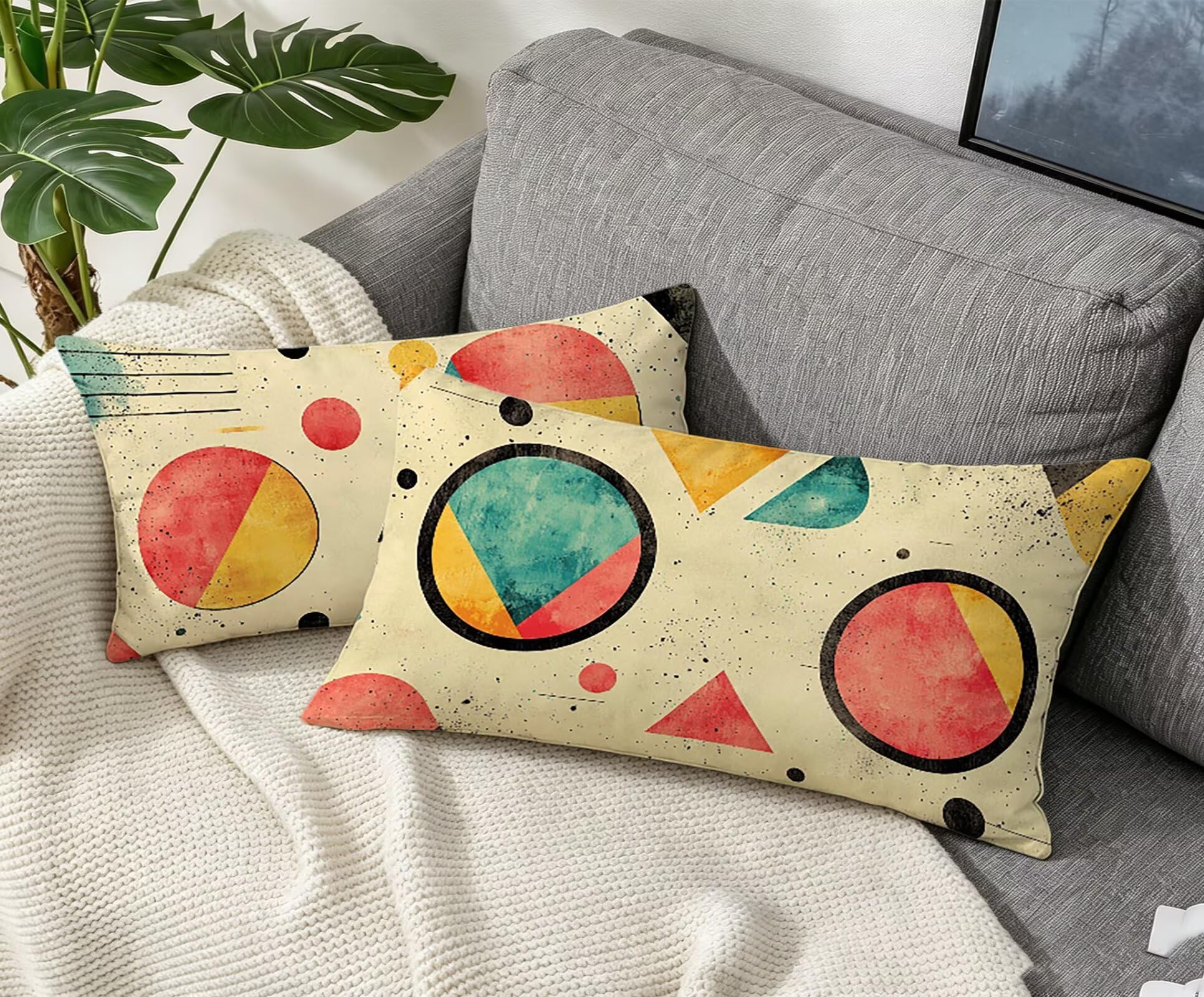 Farbe Kissenbezug 60x80 Anlage Kopfkissenbezug 2er Set,Wohnaccessoires & Deko,Weich und Atmungsaktiv Samt Stoff mit Verstecktem Reißverschluss für Bett Sofa Kissen Dekokissen-85707