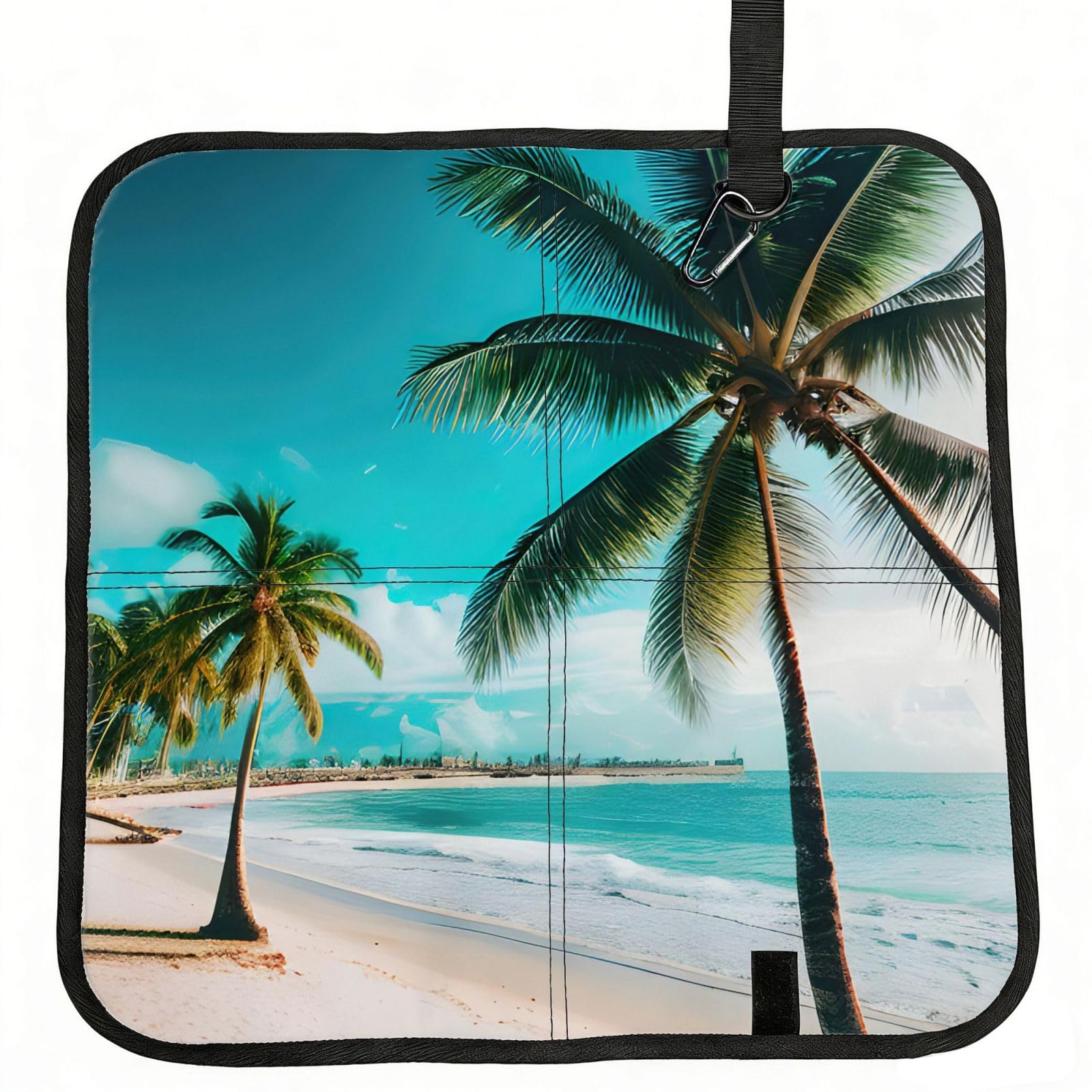 AYYQWE Beach Palm Trees Print Foldable Seat Cushion Portable Chair Pad Office Commuting Picnic Camping Outdoor