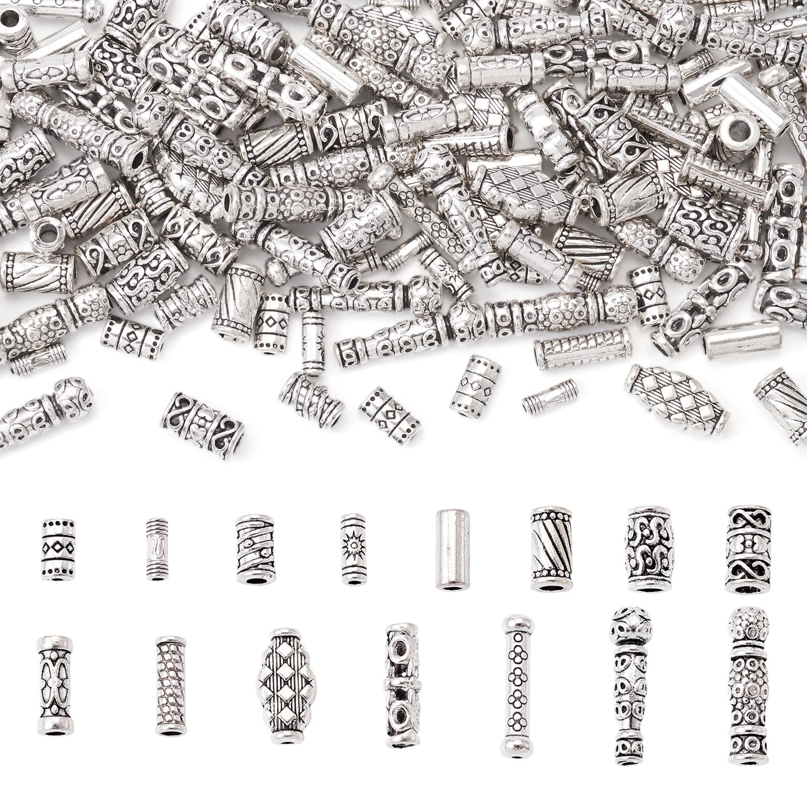 Perline Distanziatrici Tibetane Color Argento Antico Da 10 Mm - Foto 6