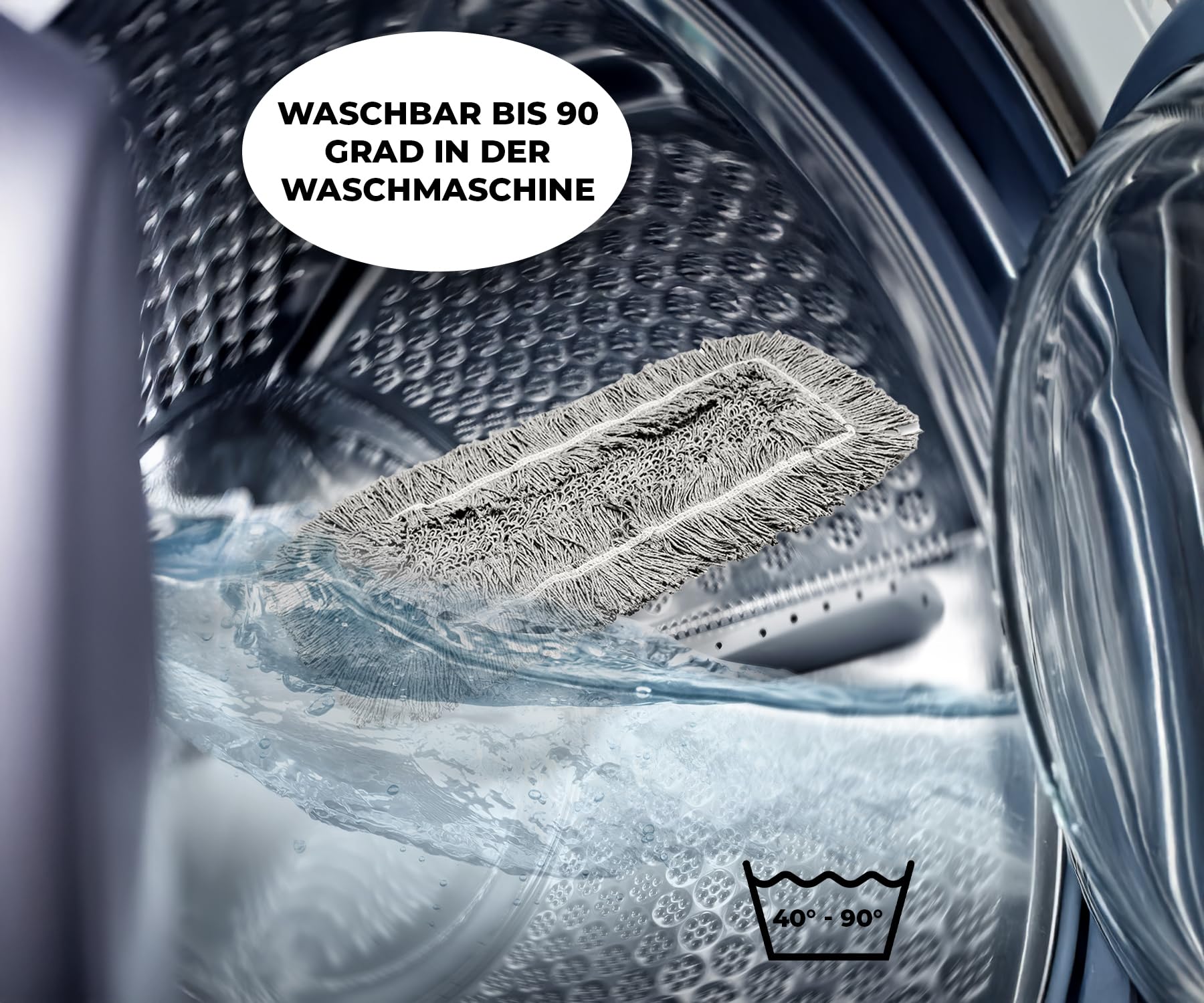 Wischmoppbezug Ersatzbezug 50 cm – Mikrofaser Baumwolle – Wischbezug für Bodenwischer & Klapphalter – Wischmopp Bezug Set 10er – Waschbar bis 90°C – Für Parkett Laminat Fliesen – Grau