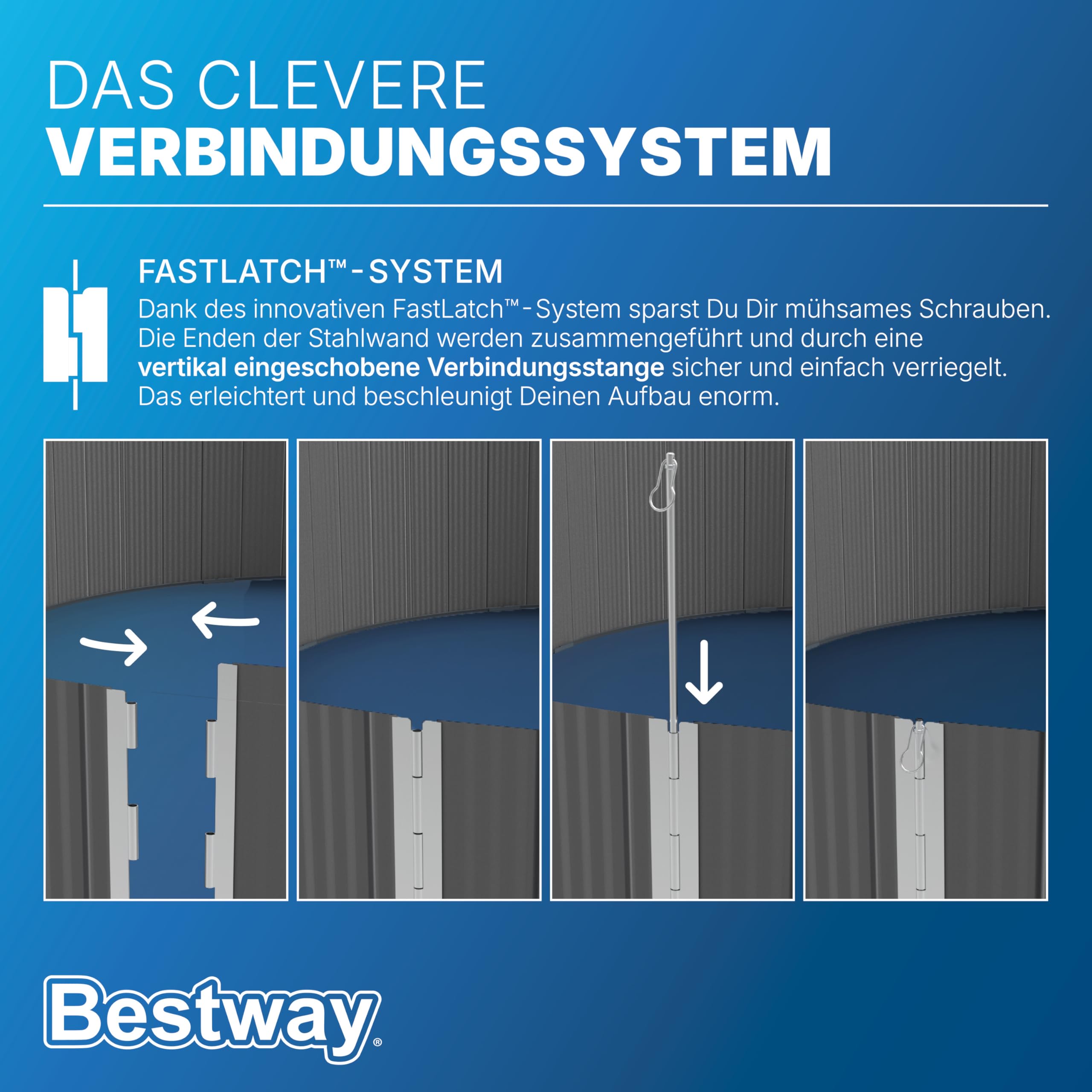 Bestway Stahlwandpool Set 305 x 61 cm, Rund, Grau – Aufstellpool mit Filterpumpe für den Garten, 3790 Liter Gartenpool im Industrial-Look