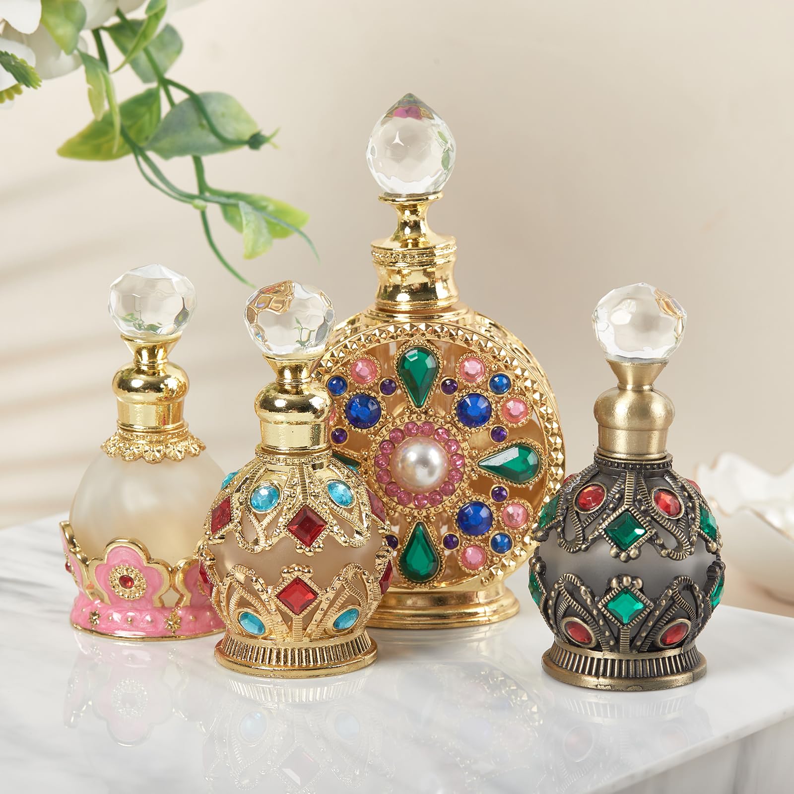 4 Glasfläschchen Mit Tropfer – 20 Ml, Goldene Kappe, Für ätherische Öle & Seren