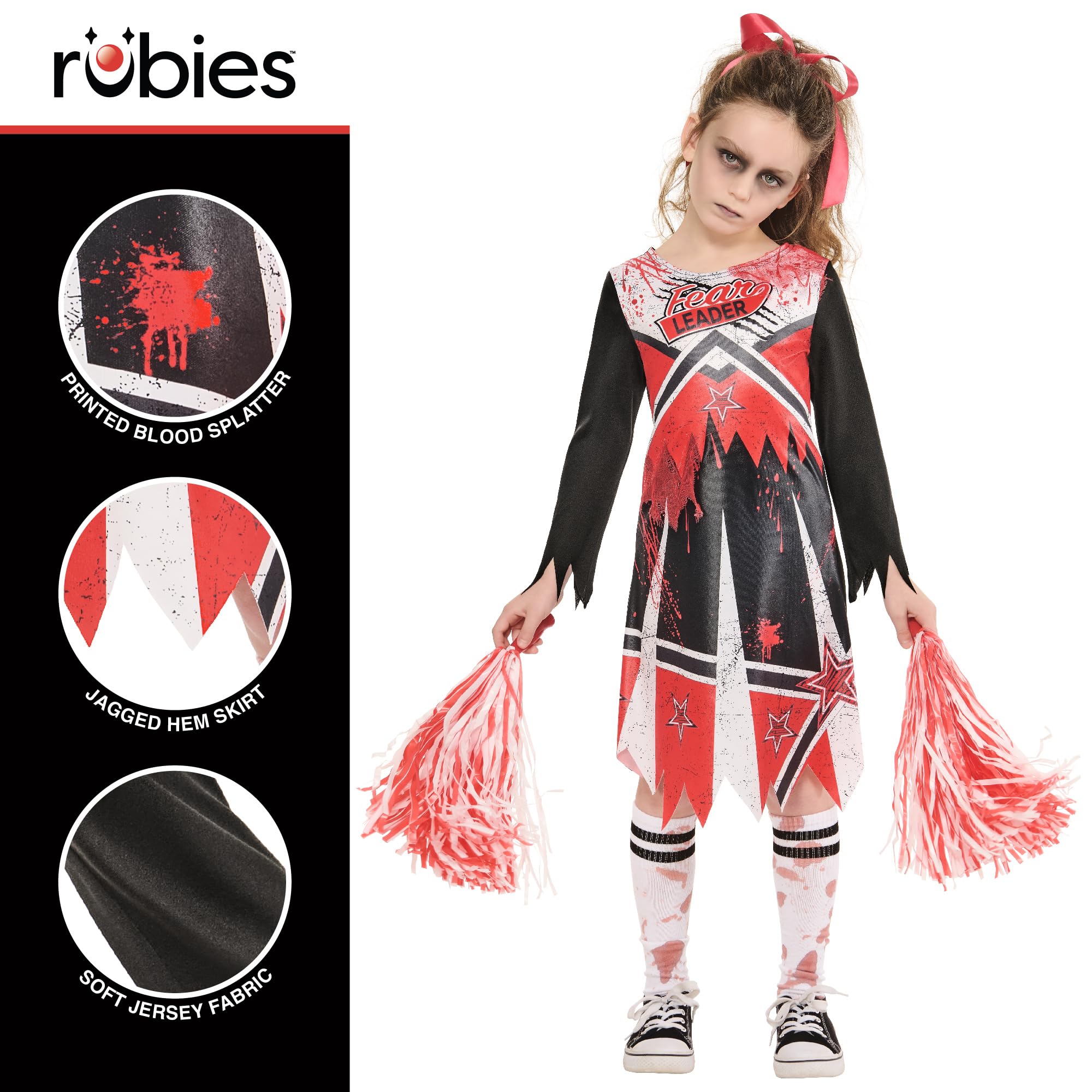 Rubies Official Zombie Cheerleader, Child's Fancy Dress, Size 7-8 Years Halloween, Multi - Image 3