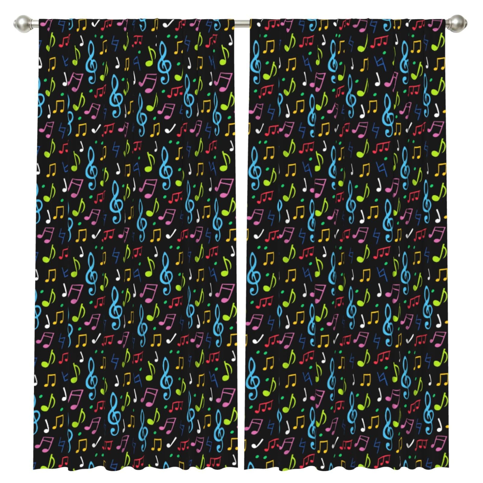 InOmak Music, 2 Panels Window Curtains 52 x 84 Inch Blackout Curtains for Living Room Bedroom