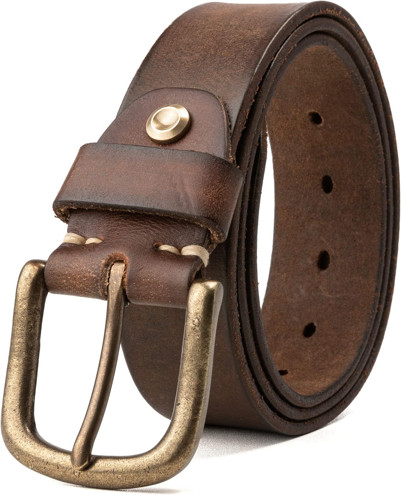 TYWestylesMens Casual Belt Genuine Full Grain Leather Belt- Country Style Hand-Made Durable Belt Gift Box Packaging