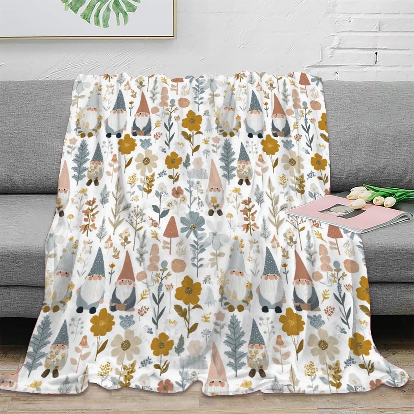 Idée cadeau couverture gnomes de jardin 3D plaid doux pour enfant