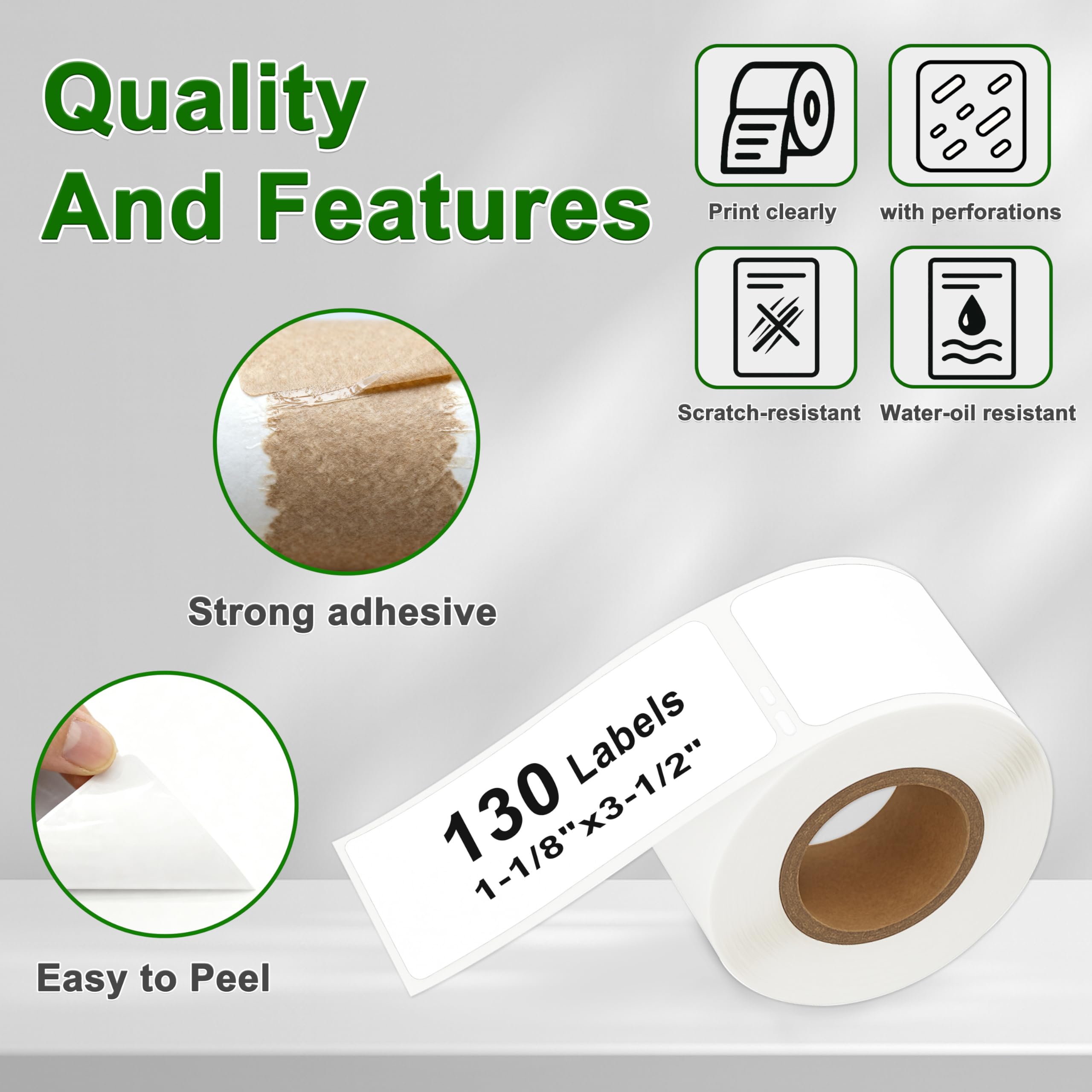 Etichette Molabel standard per indirizzi con chip RFID – 10 rotoli compatibili Dymo 99010 S0722370, 89 x 28 mm, 130 etichette/rotolo, per LabelWriter 550 e altre stampanti Dymo